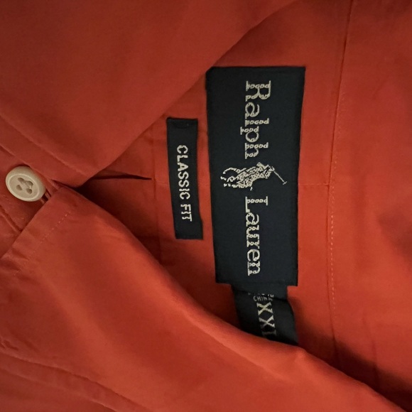 Men's Orange Vintage Polo by Ralph Lauren Shirt (blue lable) - Picture 2 of 3